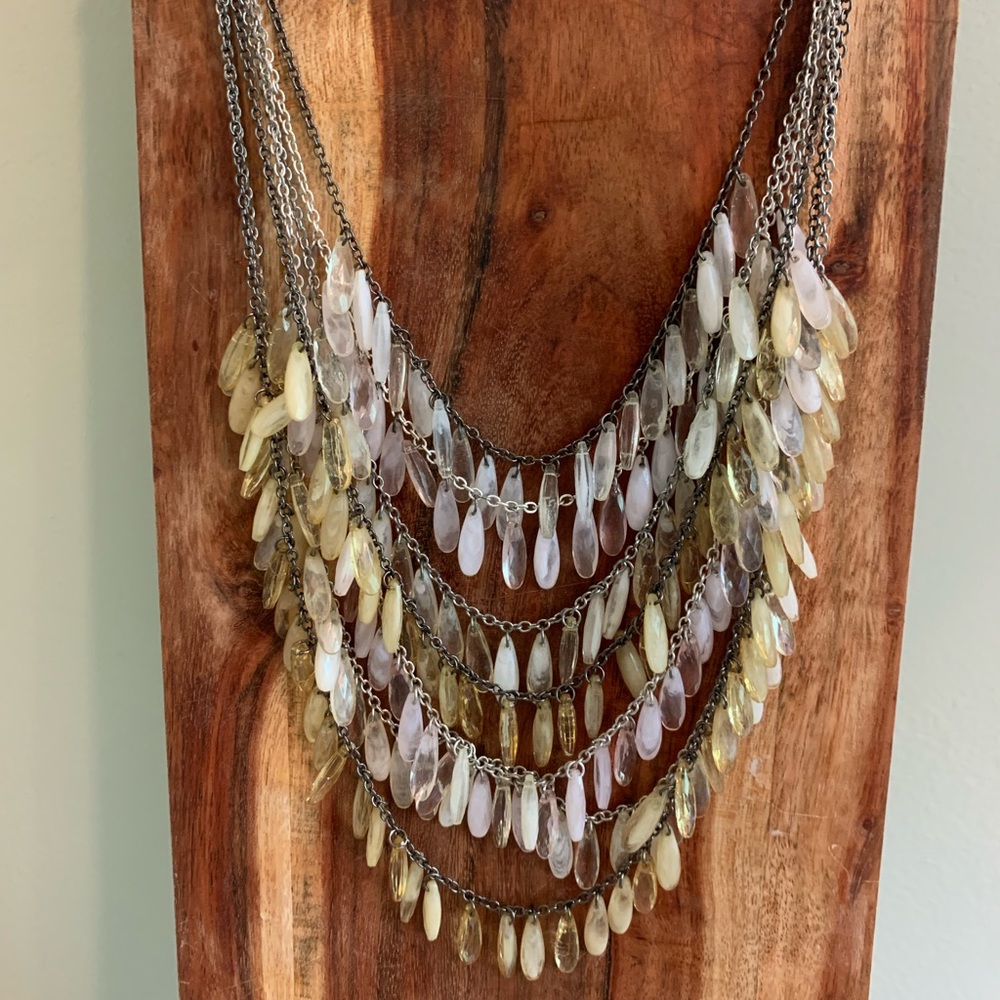 Multi-Row Beaded Statement Necklace - image 1